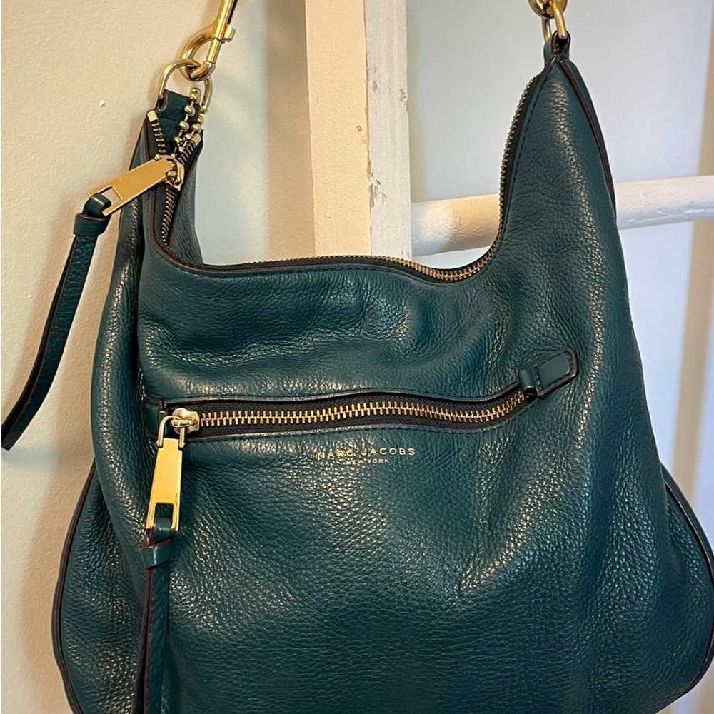 Marc Jacobs Deep Teal Hobo Bag with Gold Accents